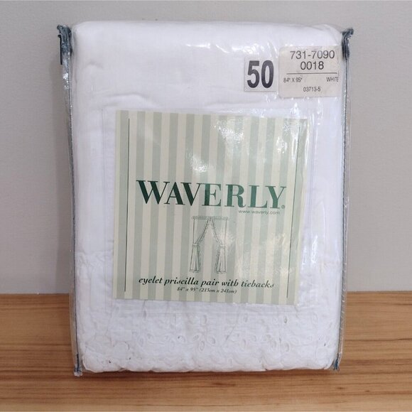 Waverly Eyelets Priscilla Pair With Tiebacks 84 X 95 Caroline White Curtains - Picture 1 of 4